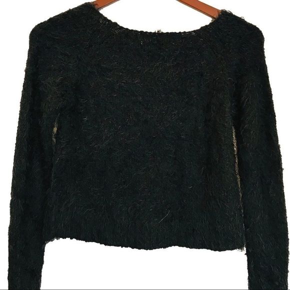 Decree Black Fuzzy Crop Sweater – Size XS - Picture 5 of 8